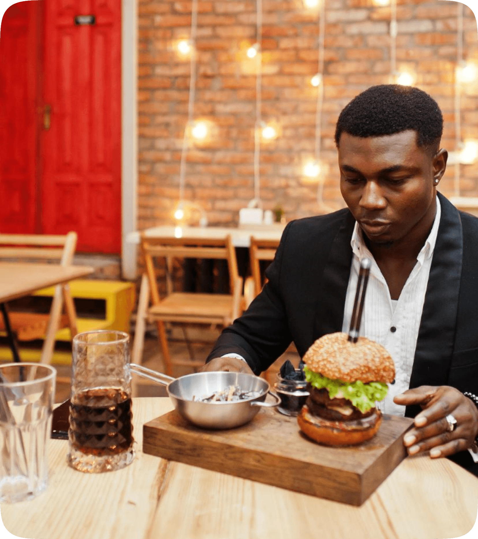 Person enjoying burger